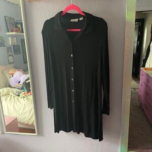 VINTAGE Chico's Oversized Long Sleeve Black Button Down Shirt, Size 2
